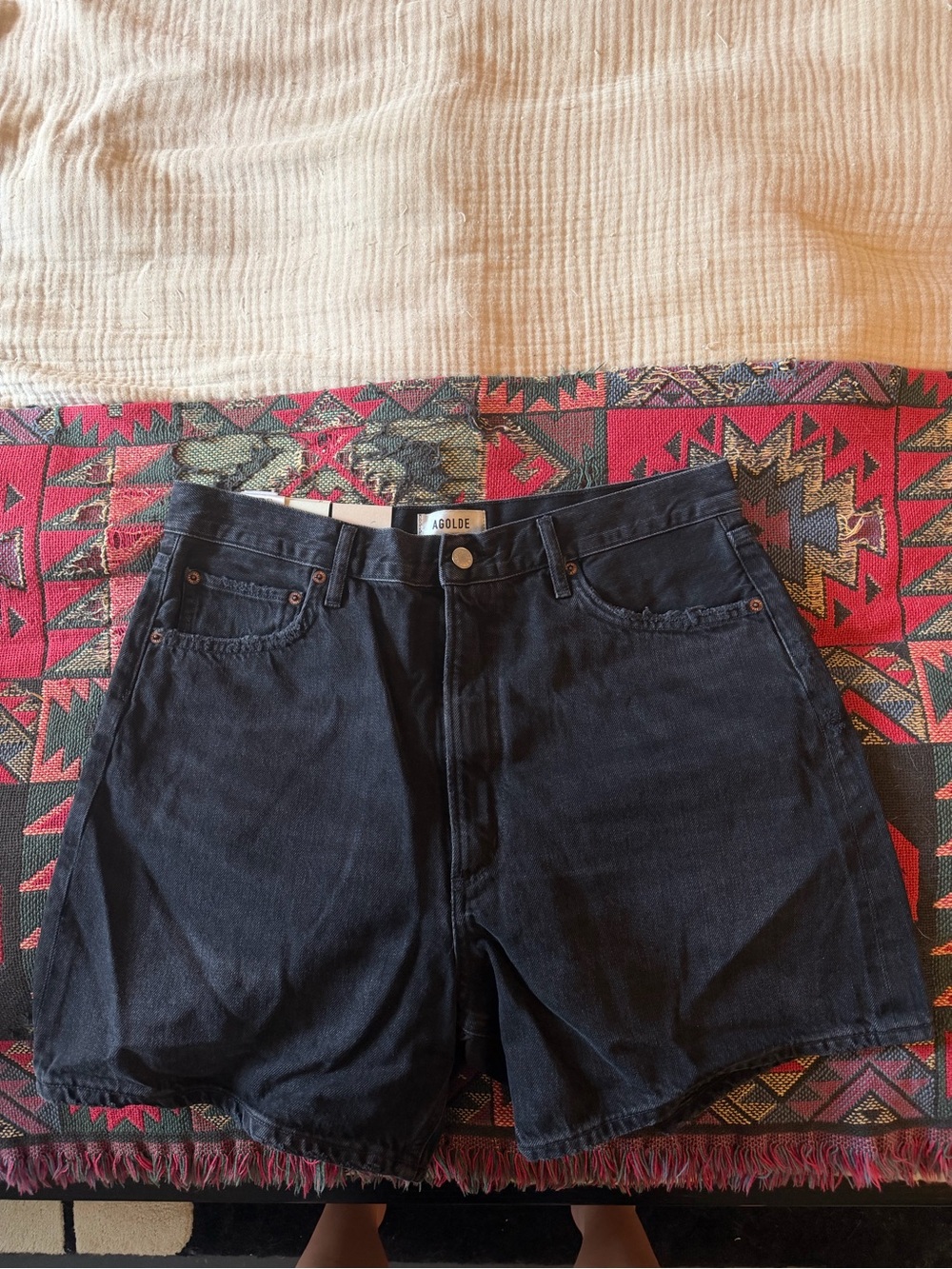 Agolde Black High-Waist Denim Cutoff Shorts